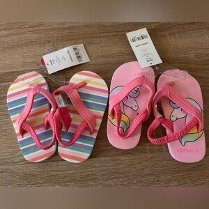 Carters childrens kids toddlers Ciara Flip Flops 2 sets size small 5-6 New